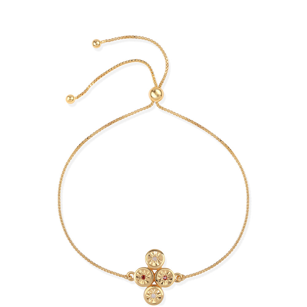 Goldplattiertes Silberarmband mit rotem Diamant und weißem Diamant 1 