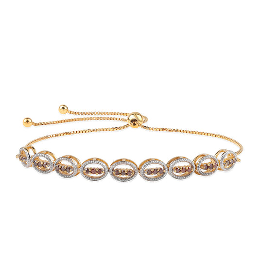 Goldplattiertes Silberarmband mit rotem Diamant