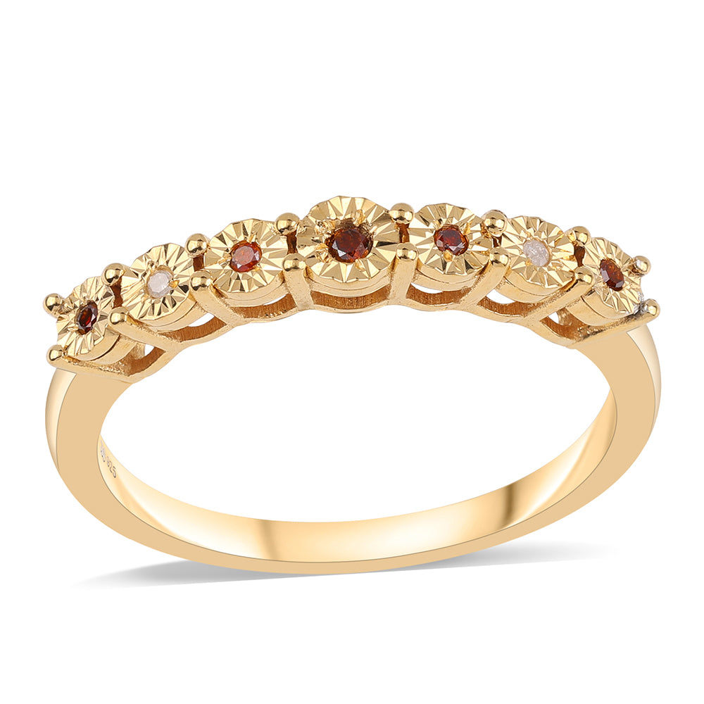 Goldplattierter Silberring mit rotem Diamant 1 