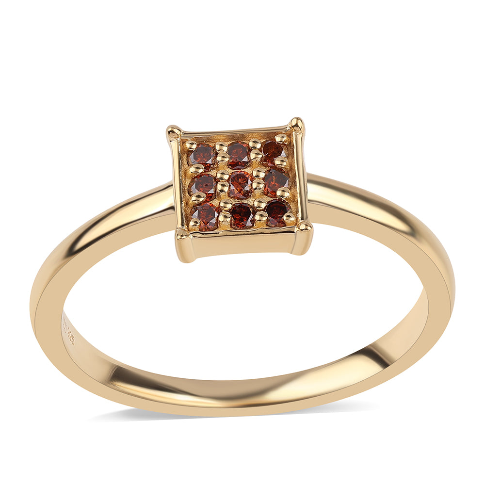 Goldplattierter Silberring mit rotem Diamant 1 