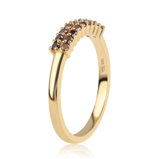 Goldplattierter Silberring mit rotem Diamant