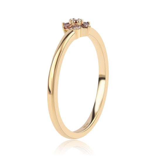 Goldplattierter Silberring mit rotem Diamant