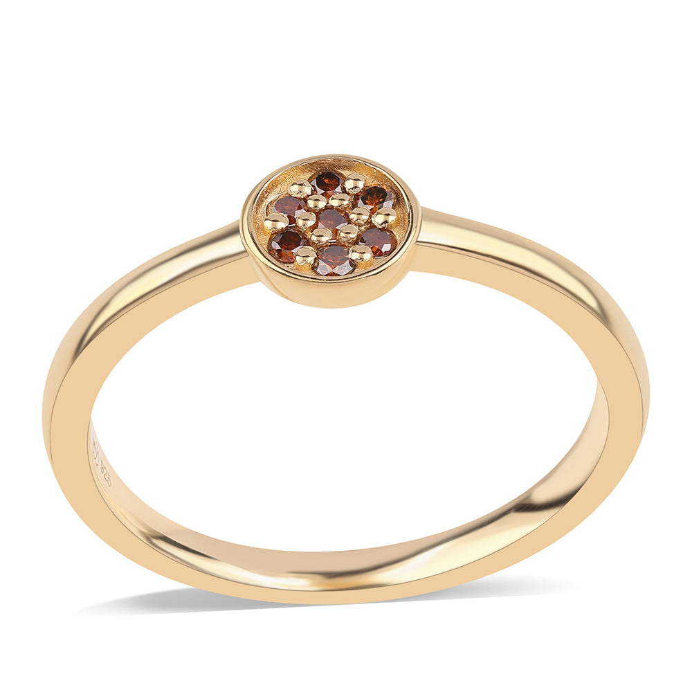 Goldplattierter Silberring mit rotem Diamant 1 
