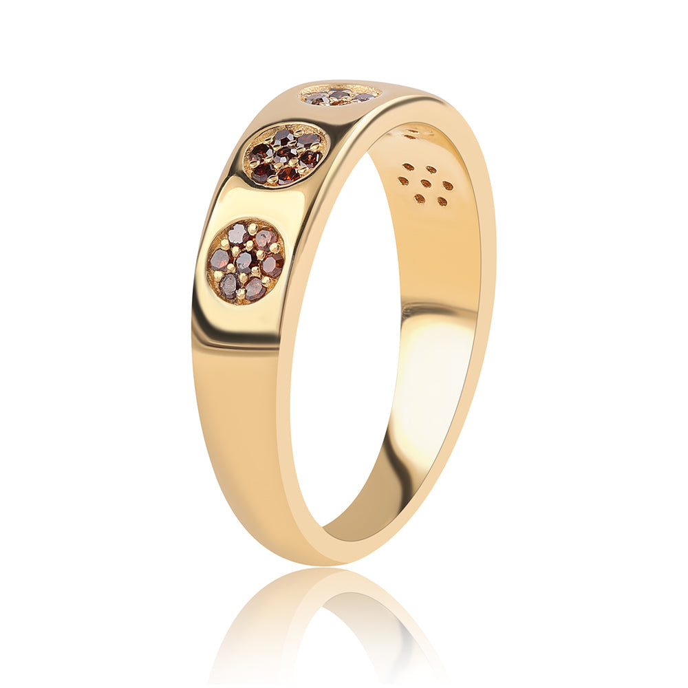 Goldplattierter Silberring mit rotem Diamant 3 