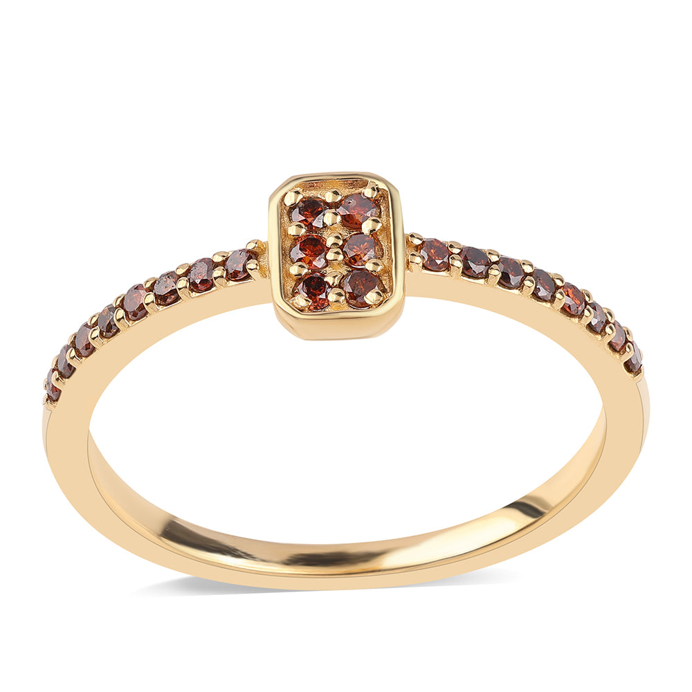 Goldplattierter Silberring mit rotem Diamant