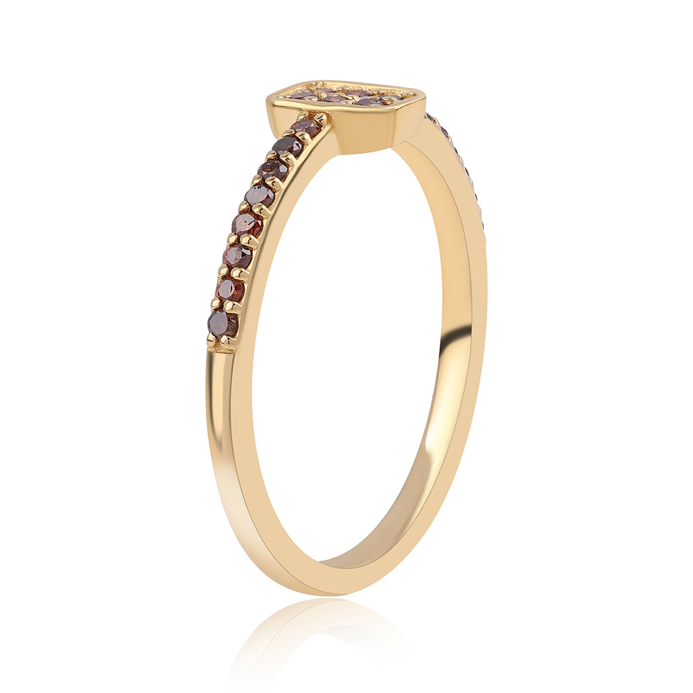 Goldplattierter Silberring mit rotem Diamant 2 