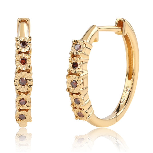 Goldplattierte Silberohrringe mit rotem Diamant