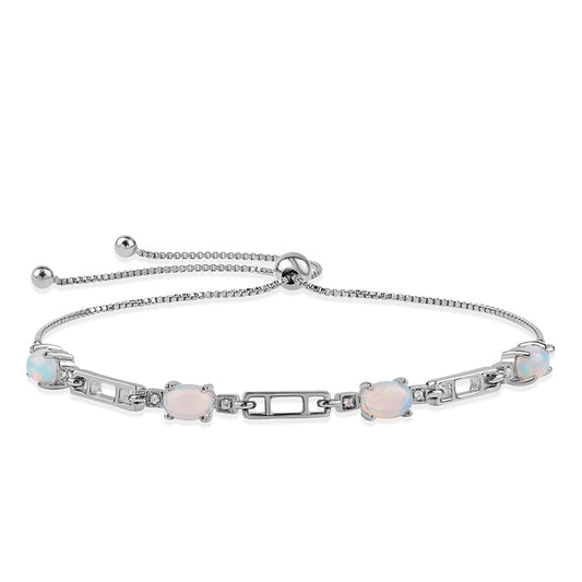 Goldplattiertes Silberarmband mit äthiopischem Opal aus Lega Dembi und weißem Topas