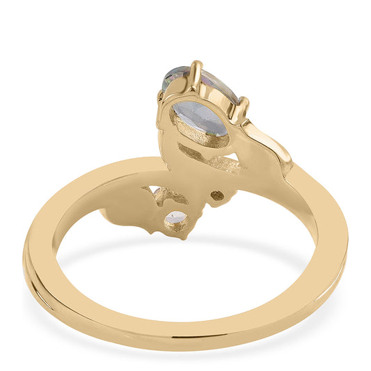 Goldplattierter Silberring mit mystischem Topas und weißem Topas