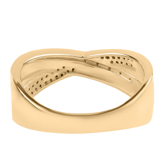 Goldplattierter Silberring mit schwarzem Diamant und weißem Diamant