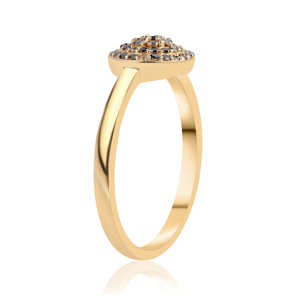Goldplattierter Silberring mit schwarzem Diamant
