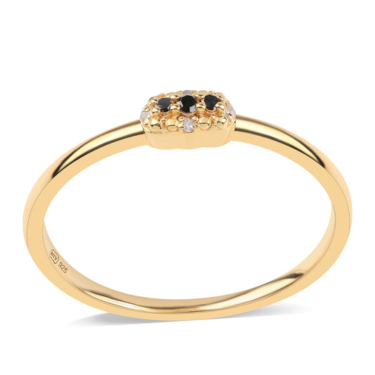 Goldplattierter Silberring mit schwarzem Diamant