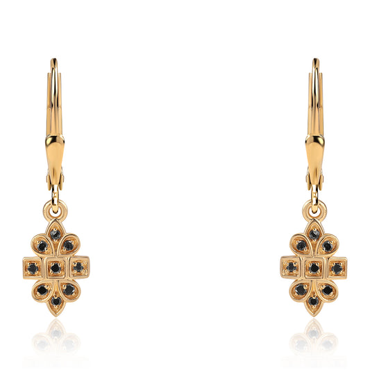 Goldplattierte Silberohrringe mit schwarzem Diamant