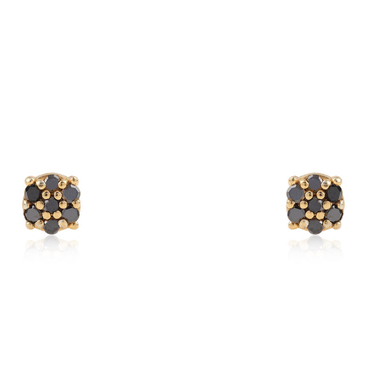 Goldplattierte Silberohrringe mit schwarzem Diamant