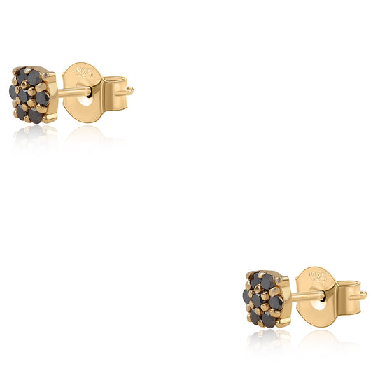 Goldplattierte Silberohrringe mit schwarzem Diamant