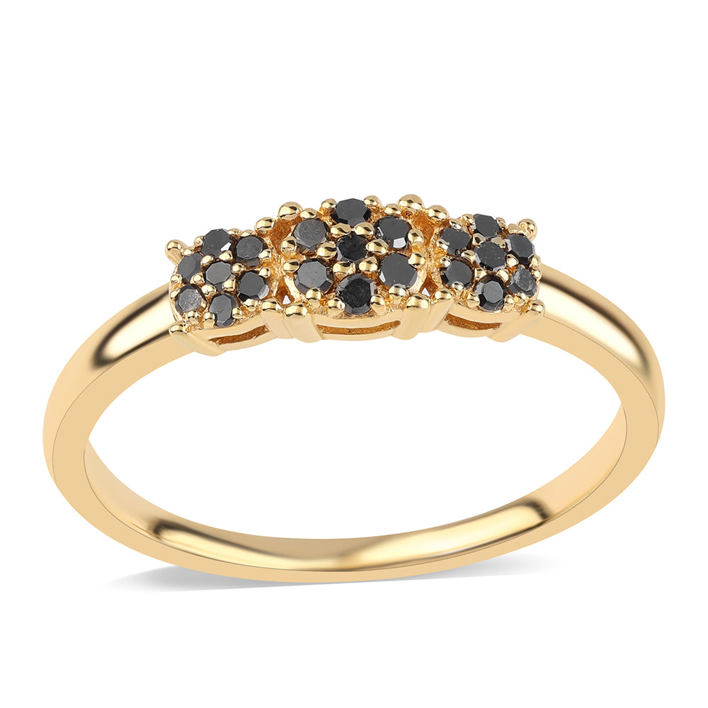 Goldplattierter Silberring mit schwarzem Diamant