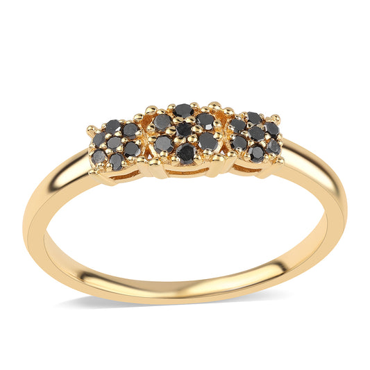 Goldplattierter Silberring mit schwarzem Diamant