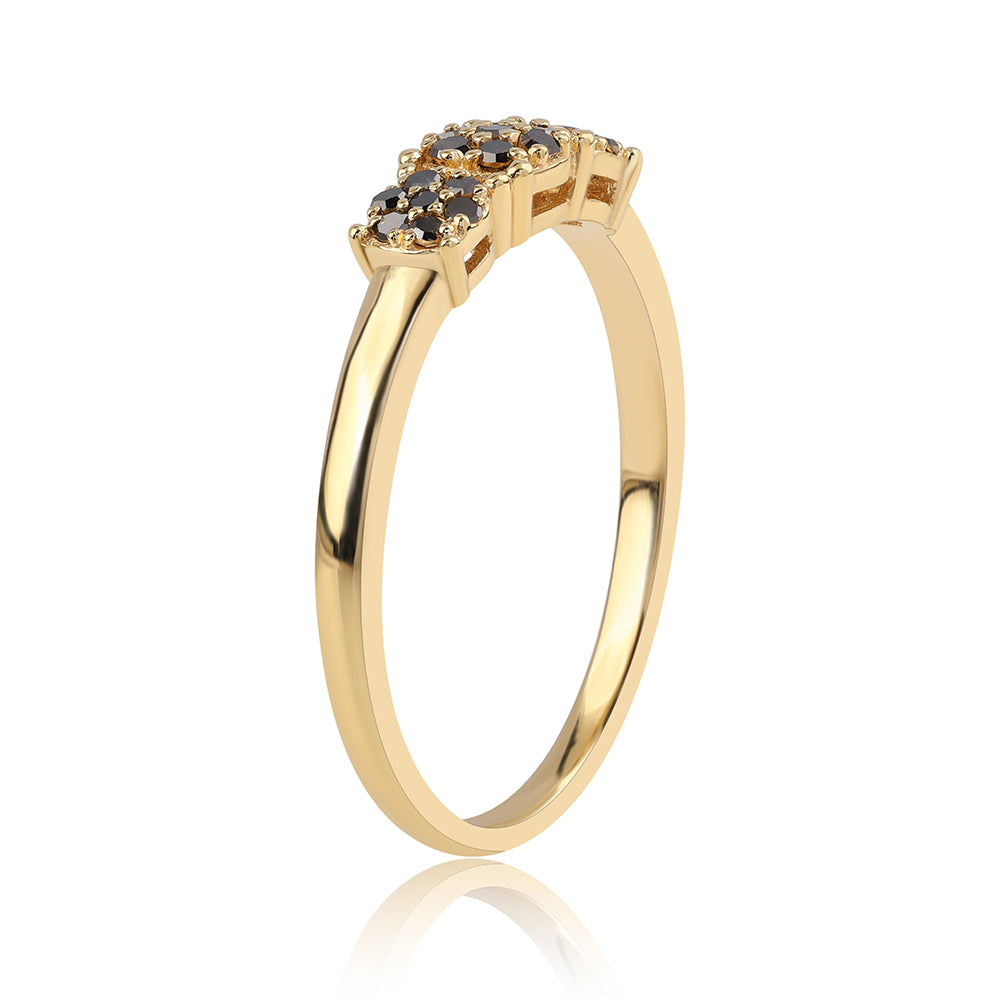 Goldplattierter Silberring mit schwarzem Diamant 2 