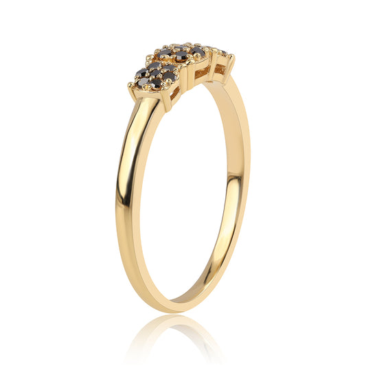 Goldplattierter Silberring mit schwarzem Diamant