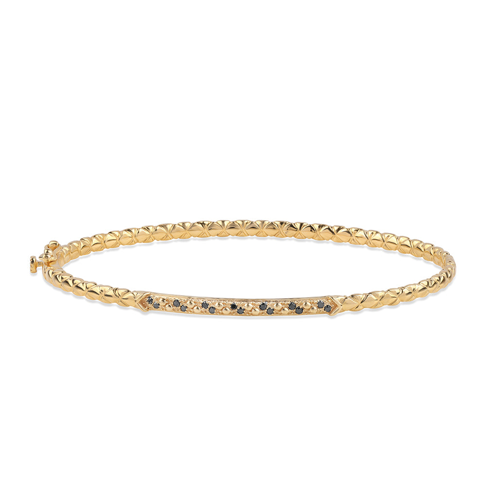 Goldplattiertes Silberarmband mit schwarzem Diamant