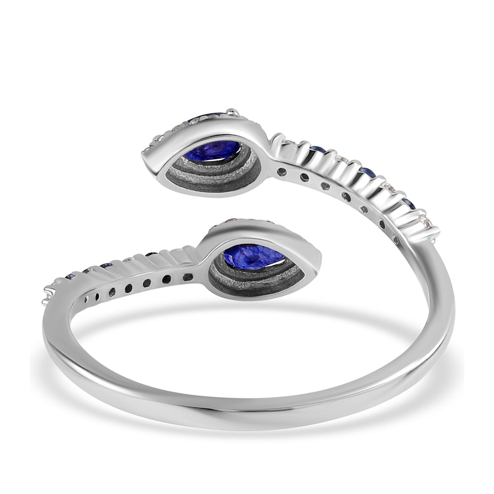 Silberring mit australischem blauem Saphir und weißem Topas