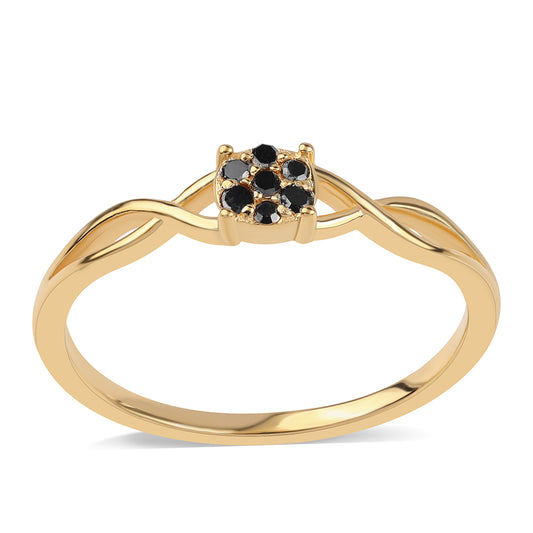 Goldplattierter Silberring mit schwarzem Diamant