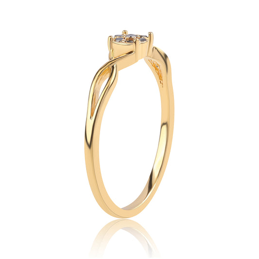 Goldplattierter Silberring mit schwarzem Diamant
