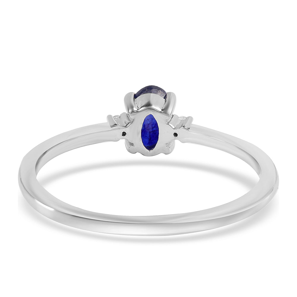 Silberring mit australischem blauem Saphir und weißem Topas