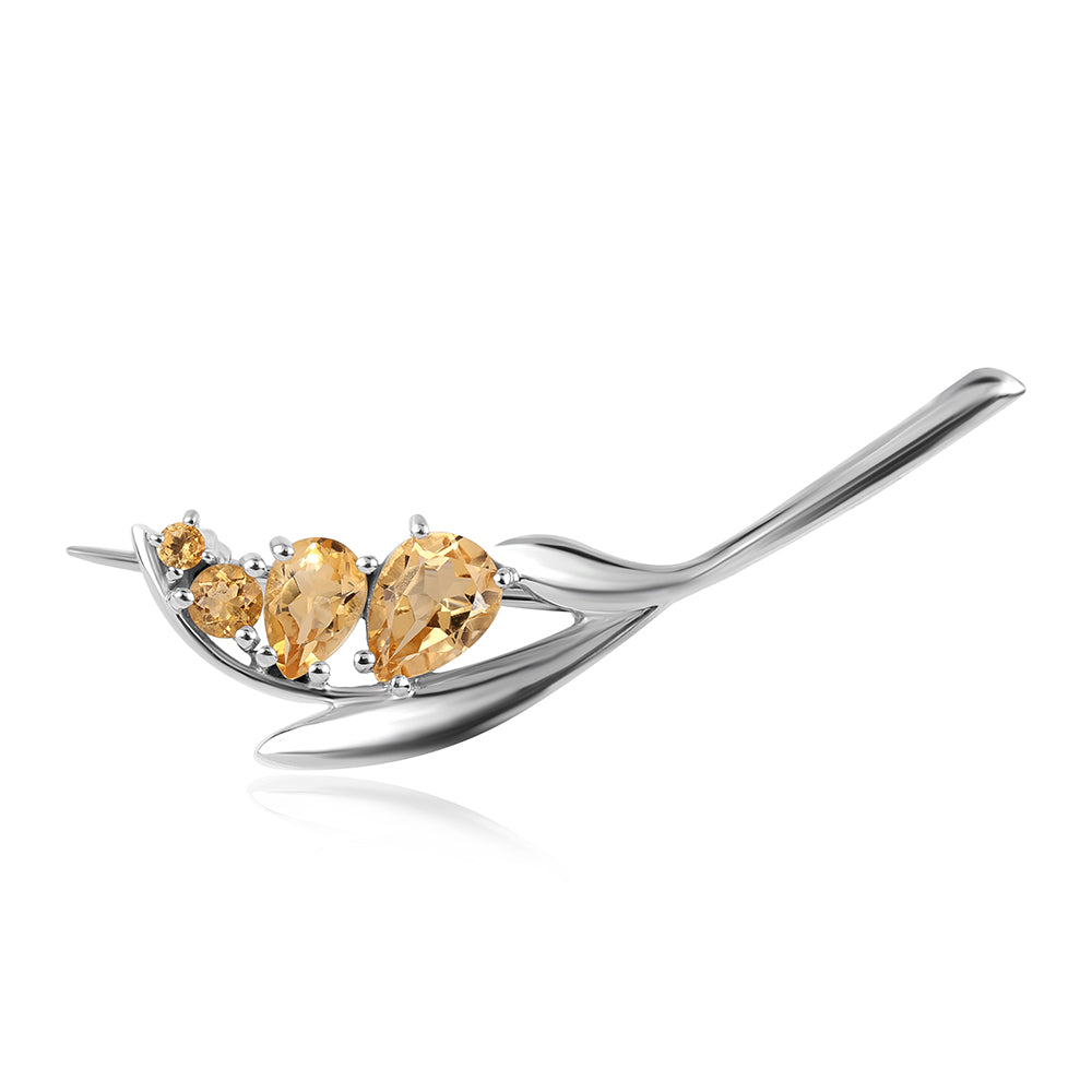 Silberbrosche mit Brasilianischem Zitrin - Klasse AA 1 