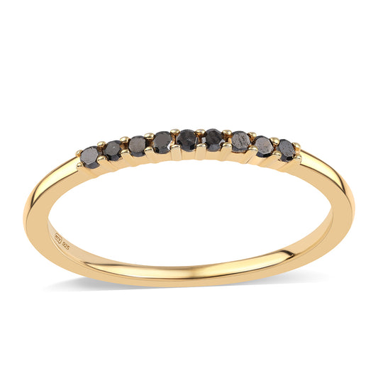 Goldplattierter Silberring mit schwarzem Diamant