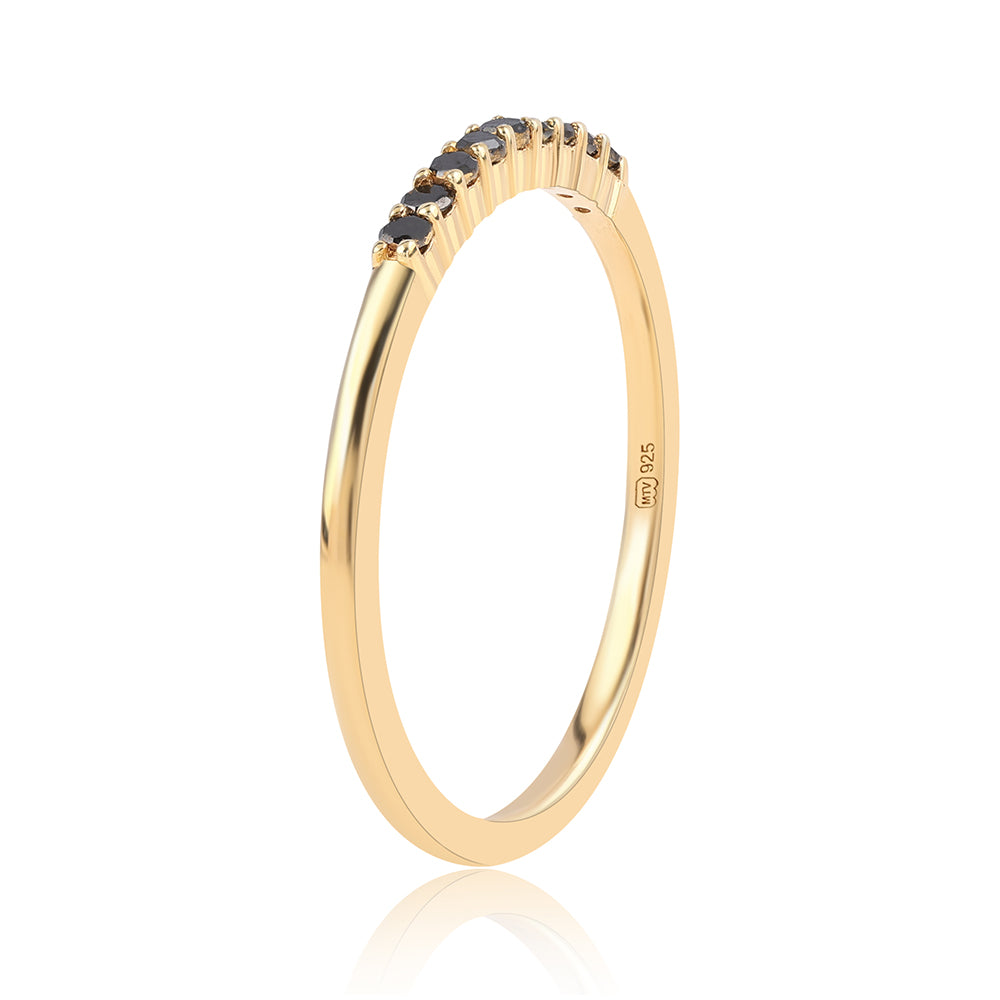 Goldplattierter Silberring mit schwarzem Diamant 3 