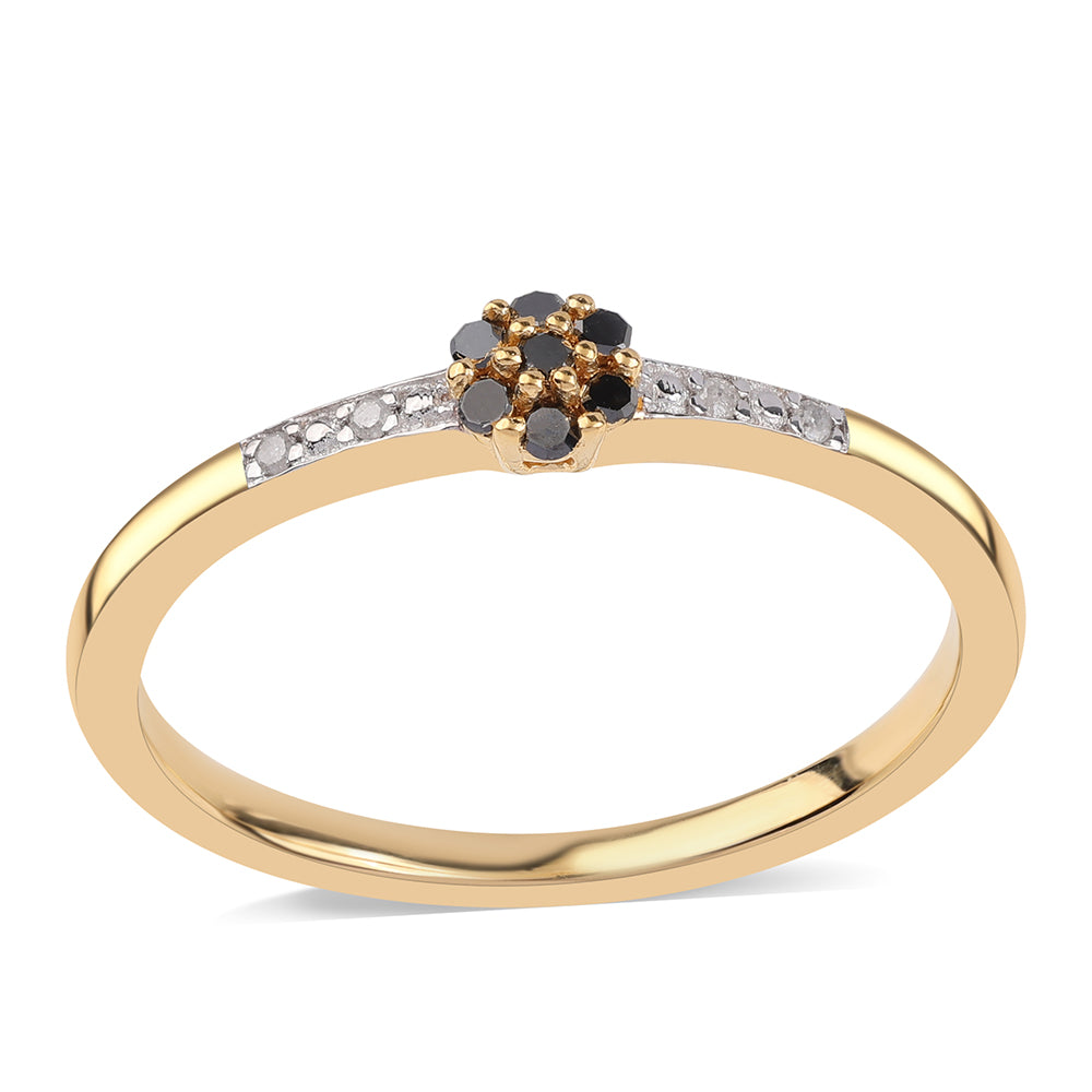 Goldplattierter Silberring mit schwarzem Diamant 1 