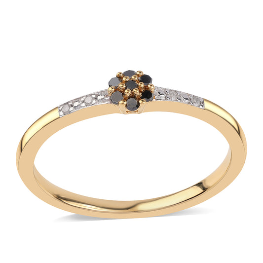 Goldplattierter Silberring mit schwarzem Diamant