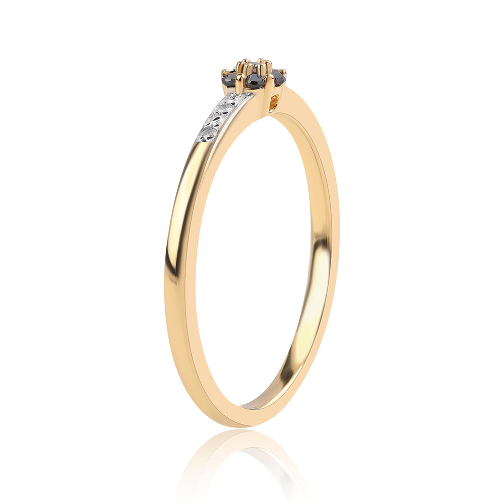 Goldplattierter Silberring mit schwarzem Diamant 2 