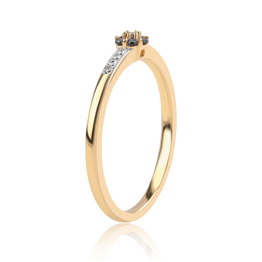 Goldplattierter Silberring mit schwarzem Diamant