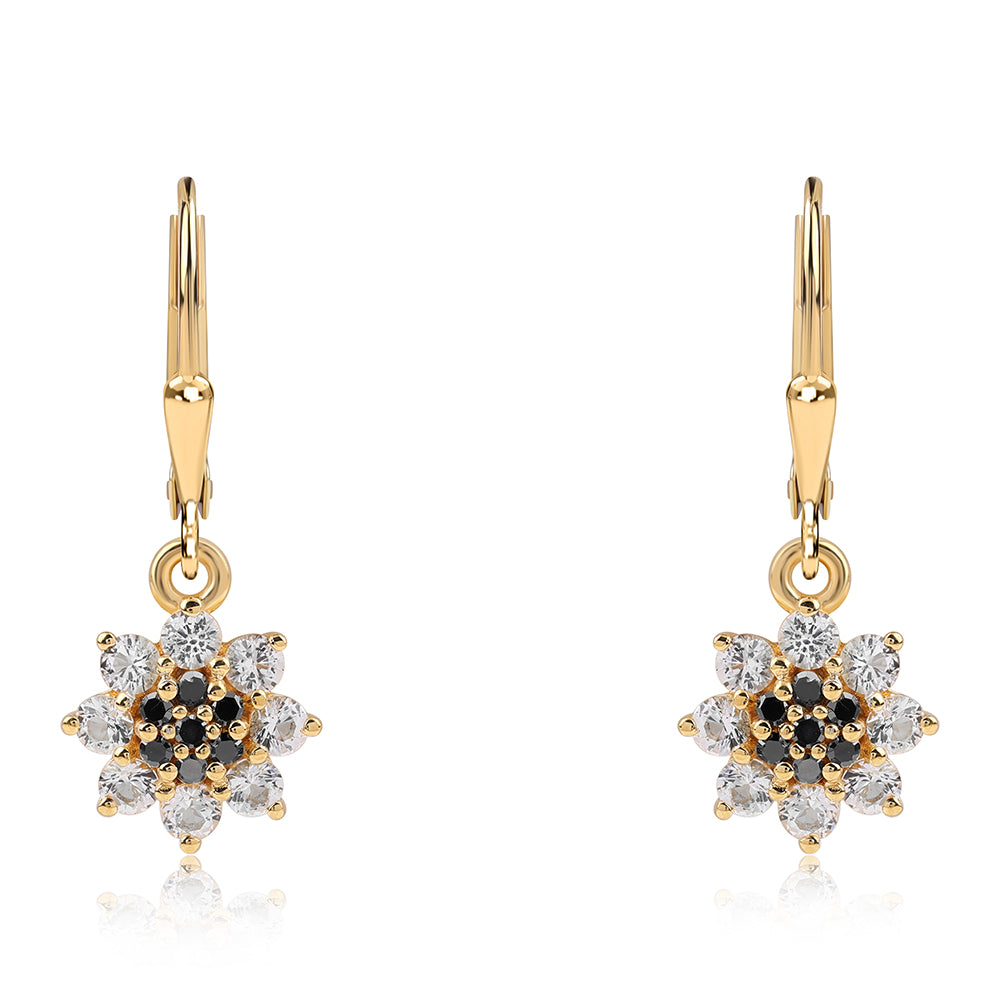 Goldplattierte Silberohrringe mit schwarzem Diamant und weißem Topas 2 
