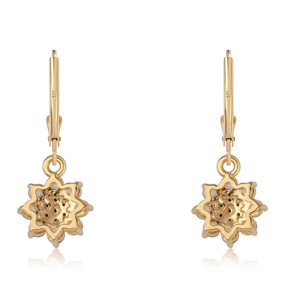 Goldplattierte Silberohrringe mit schwarzem Diamant und weißem Topas