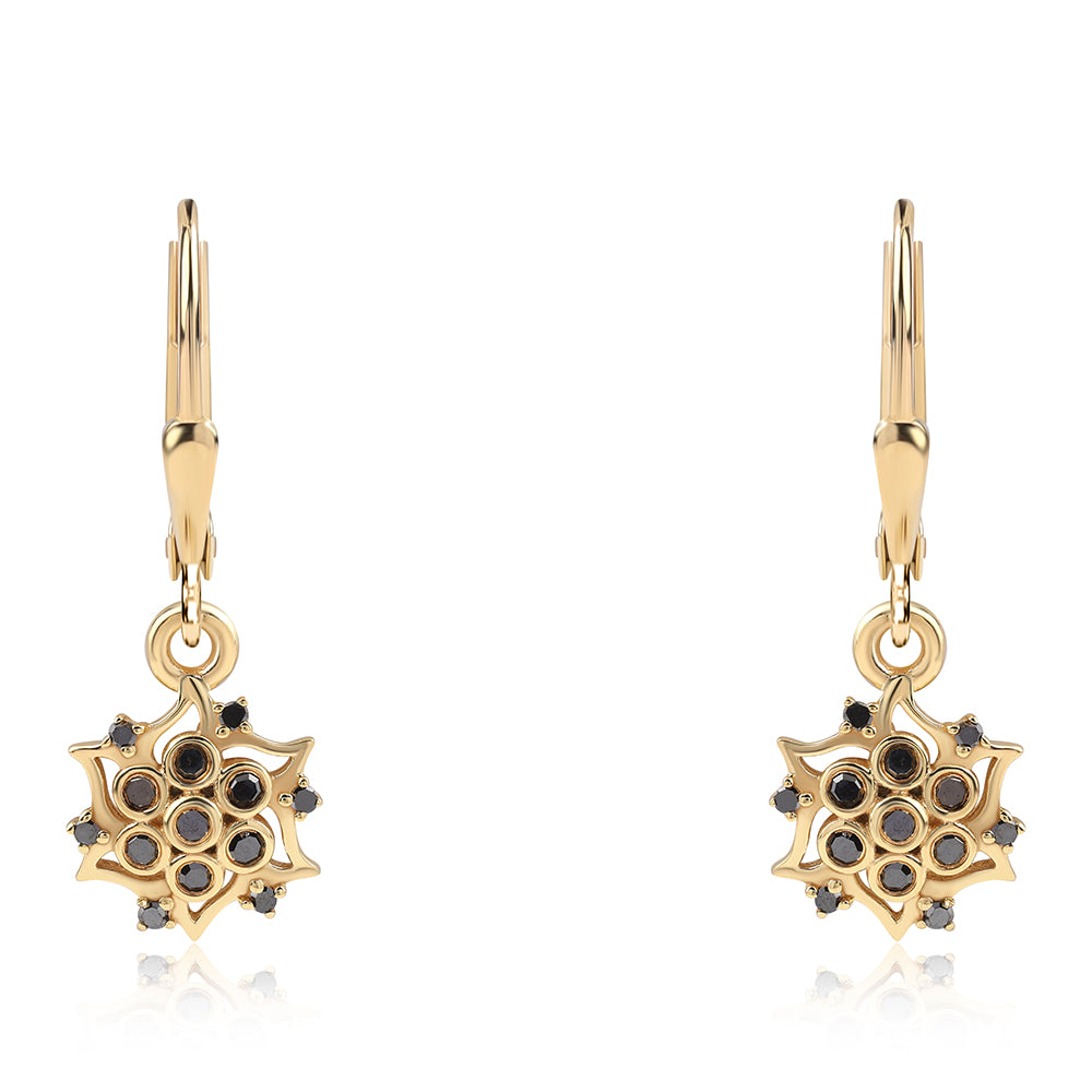 Goldplattierte Silberohrringe mit schwarzem Diamant