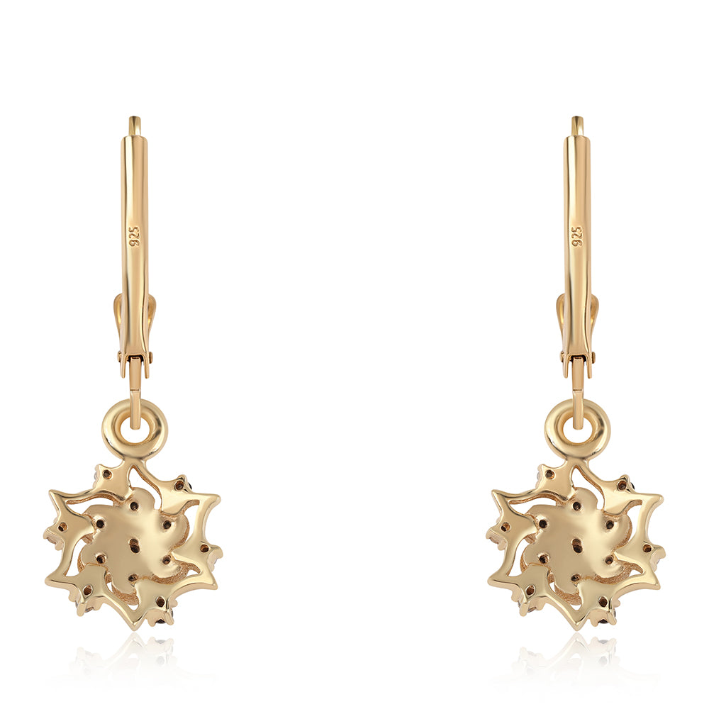 Goldplattierte Silberohrringe mit schwarzem Diamant 3 