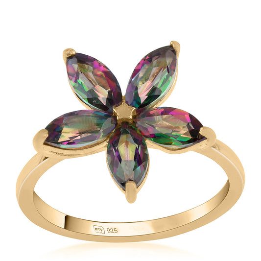 Goldplattierter Silberring mit mystischem Topas