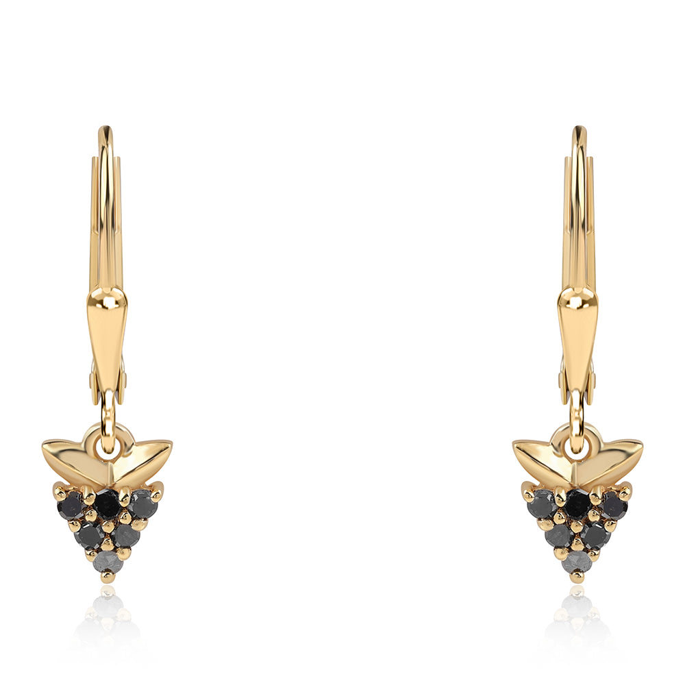 Goldplattierte Silberohrringe mit schwarzem Diamant