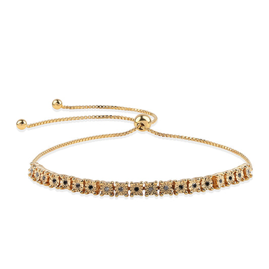 Goldplattiertes Silberarmband mit schwarzem Diamant