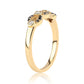 Goldplattierter Silberring mit schwarzem Diamant und weißem Topas