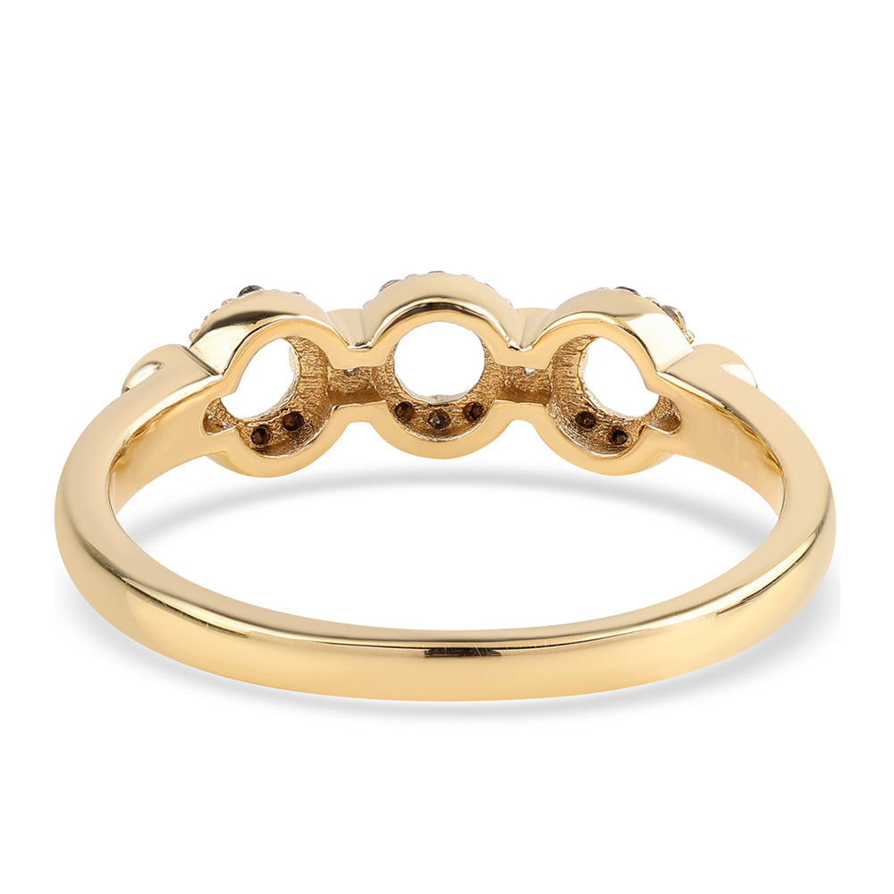 Goldplattierter Silberring mit schwarzem Diamant und weißem Topas 3 