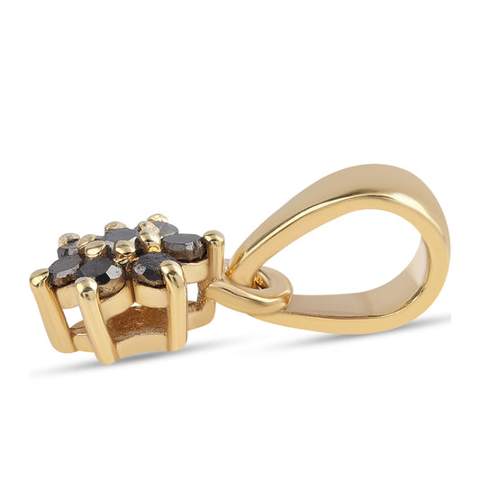 Goldplattierter Silberanhänger mit schwarzem Diamant