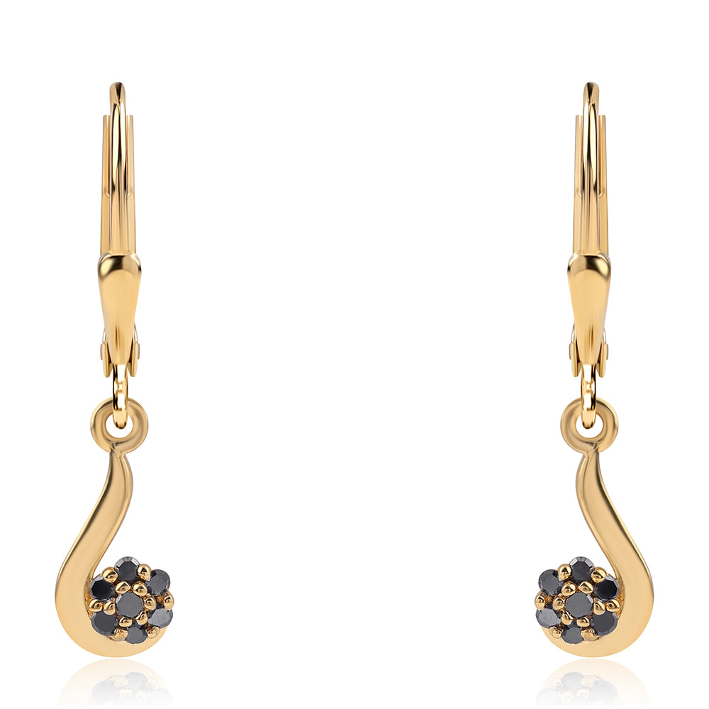 Goldplattierte Silberohrringe mit schwarzem Diamant