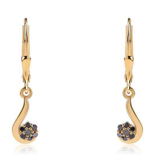 Goldplattierte Silberohrringe mit schwarzem Diamant