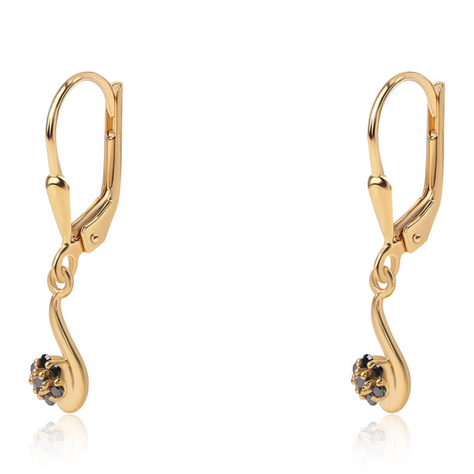 Goldplattierte Silberohrringe mit schwarzem Diamant
