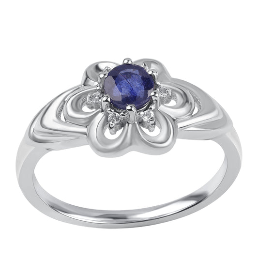 Silberring mit australischem blauem Saphir und weißem Topas