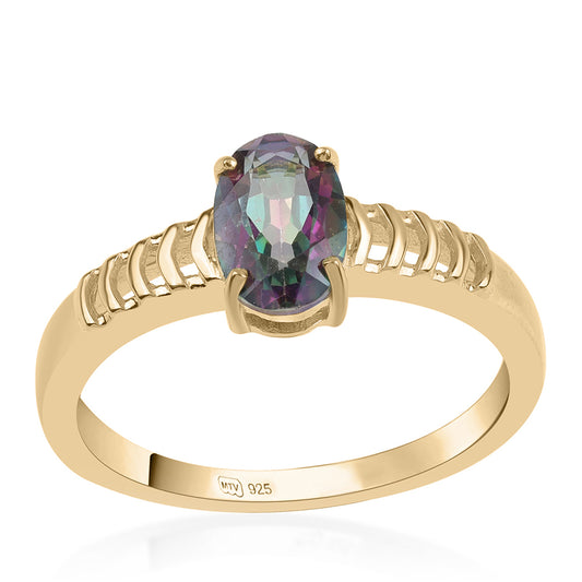 Goldplattierter Silberring mit mystischem Topas